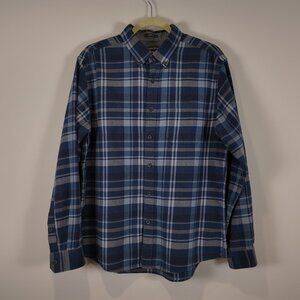 Eddie Bauer Men’s Flannel Shirt Large Blue Plaid Classic Fit Long Sleeve Button